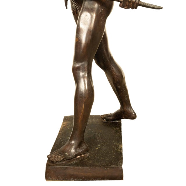 Tall Antique French Academic Realism 19th Century Bronze Roman Warrior Statue Sculpture For Sale - Image 14 of 16