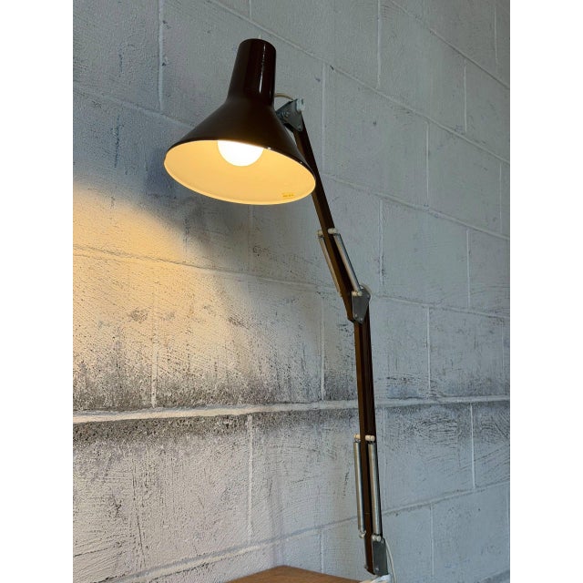 1970s Demko Danmark LTD-1 1910 Architect Desk Lamp Brown Clamp Base Danish Mid-Century 1970s For Sale - Image 5 of 11