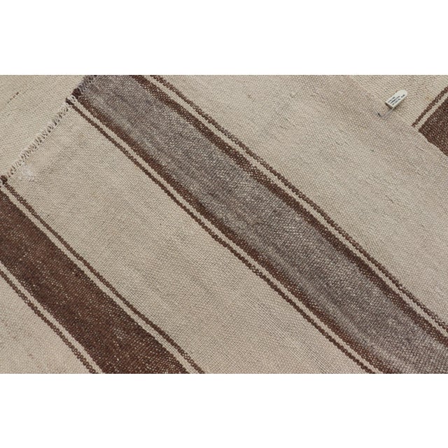 Vintage Turkish Kilim With Vertical Stripes in Tan, Taupe, Grey, Cream and Brown For Sale - Image 11 of 11
