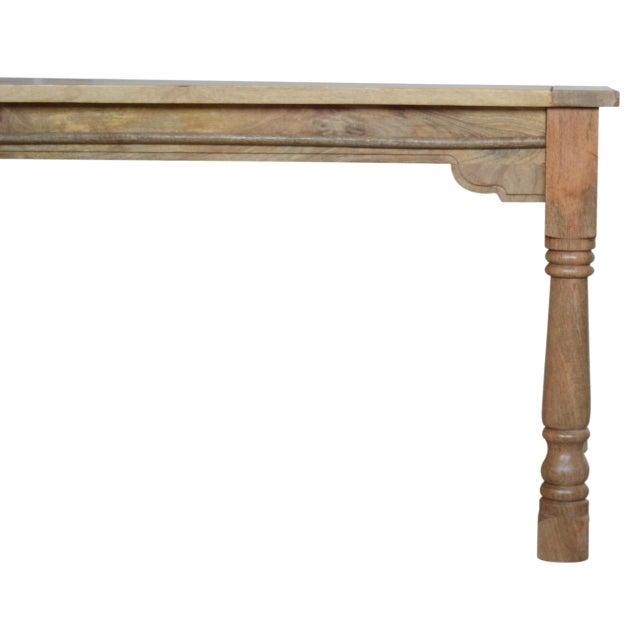 Solid Oak-Finish Mango Wood Dining Table For Sale - Image 4 of 8