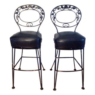 1960s Woodard Chantilly Rose Pair of Barstool Chairs For Sale