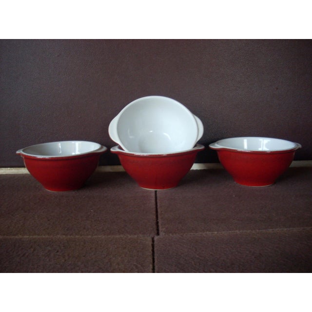 Emile Henry Red Glazed Bowls, Made in France Set of 4 Chairish