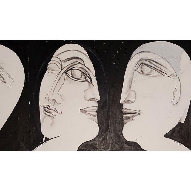 Young Woman and Her Double Drawing by Henry de Waroquier, 1934 For Sale - Image 3 of 8