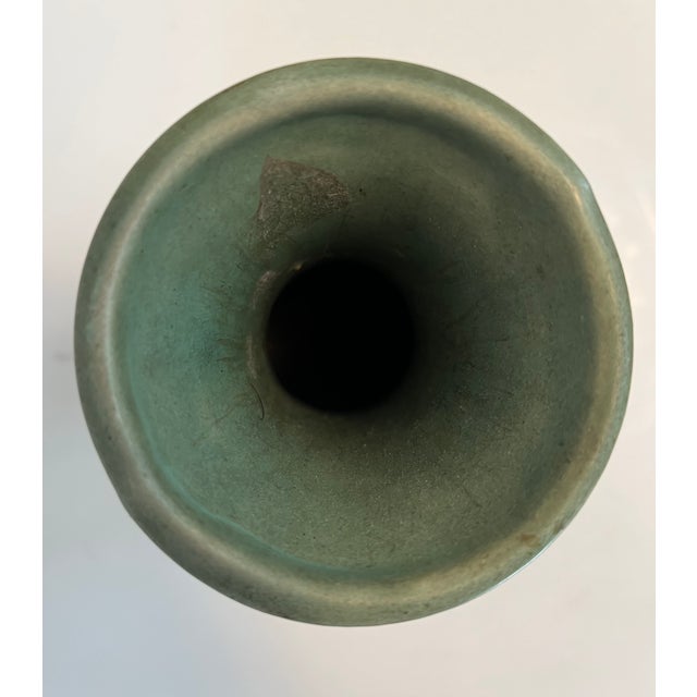 1920s Brush McCoy Art Vellum Matte Green Mottled Glaze Trumpet Art Deco