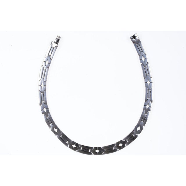 16.5" vintage Mexican Sterling link Collar Choker necklace For Sale - Image 4 of 5