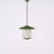Amazing mid-century round opaline glass and brass green lantern chandelier. This fantastic piece was designed in Italy...