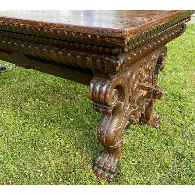 Wood 17th-Early 18th Century Tuscan Baroque Walnut Trestle Table For Sale - Image 7 of 11