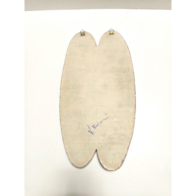 Made in Italy, 1960s. This beautiful beech piece is carved and painted by hand. It is signed. The panel is vintage,...