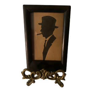 Antique Silhouette Portrait in Wood Frame