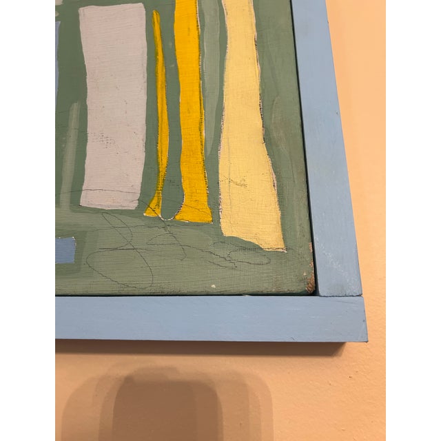 Mid-Century Modern Vintage Abstract Architectural Modern Painting Signed by Carlson For Sale - Image 3 of 8