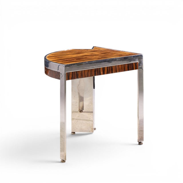 Mid 20th Century Leon Rosen for Pace Mezzaluna Mid Century Steel and Rosewood Side End Table For Sale - Image 5 of 9