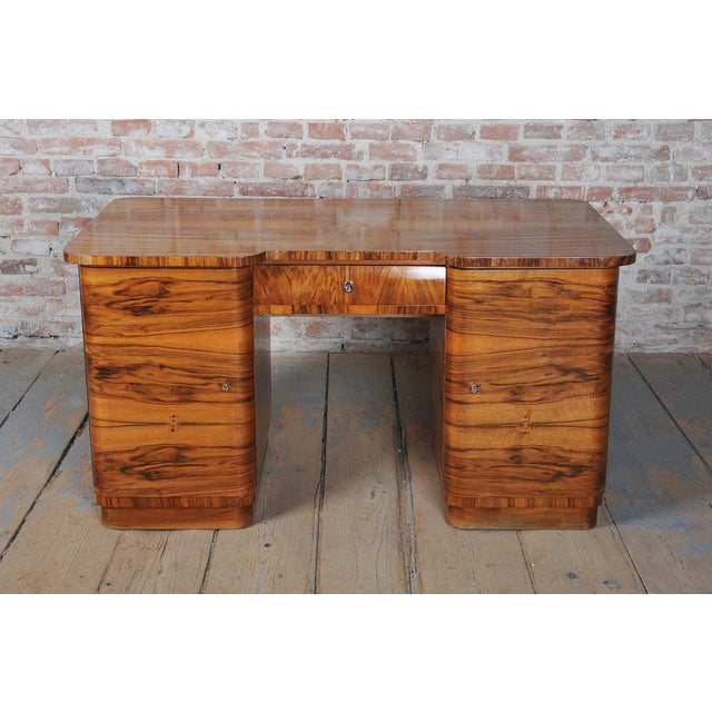 Art Deco Walnut Writing Desk, Czech, 1930s For Sale - Image 6 of 11