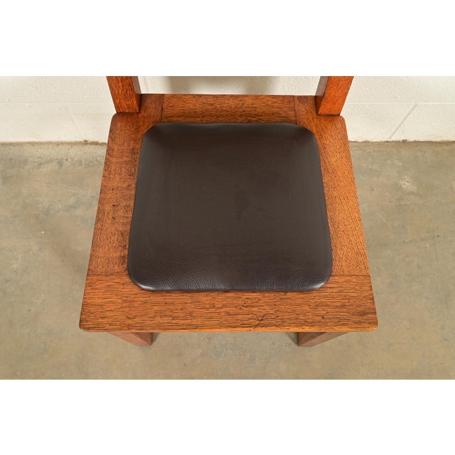 Wood Limbert Antique Mission Oak Arts & Crafts Ladder Back Dining Chairs, Pair For Sale - Image 7 of 15