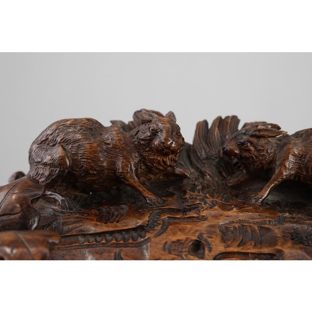 Antique Swiss Black Forest Hand-Carved Jewelry Box in Oak, 1800s For Sale - Image 3 of 16