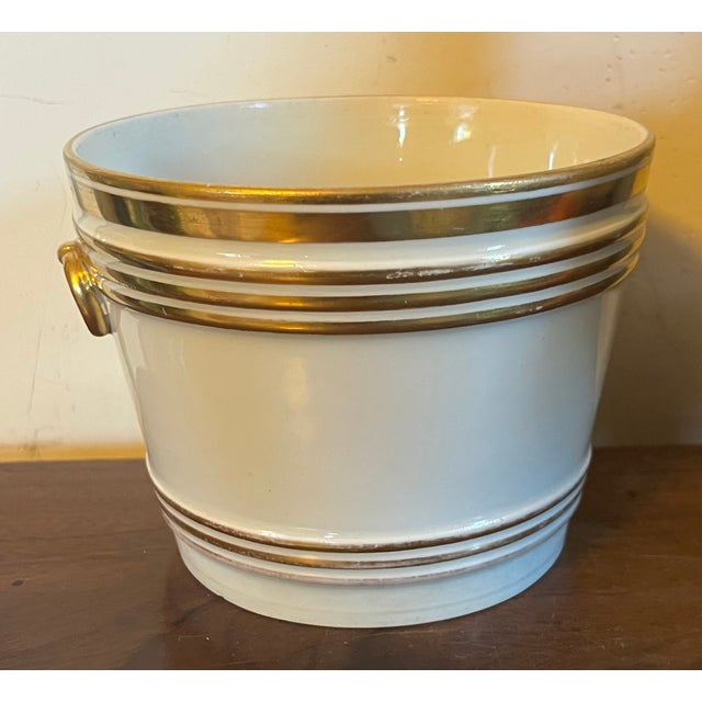 Antique 19th Century Vienna Porcelain Gold & White Cachepot Flower Pot Planter Jardiniere For Sale - Image 10 of 14
