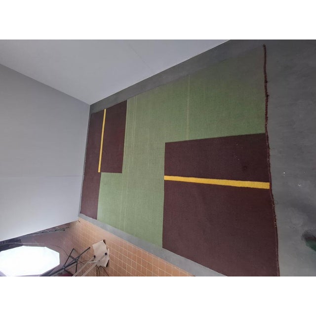 Brown Mid-Century Modern Geometric Rug, Czechoslovakia, 1960s For Sale - Image 8 of 17