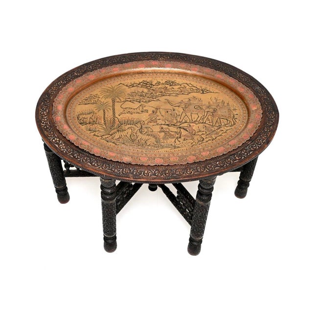 Antique Indian Tray Top Coffee Table, 1880s For Sale - Image 4 of 11