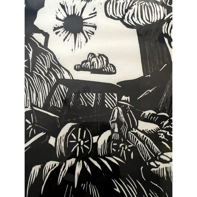 Wood Taos Society of Arts "I Broke My Spoke" Artist's Proof Woodblock Print by Dean Porter, Framed For Sale - Image 7 of 13