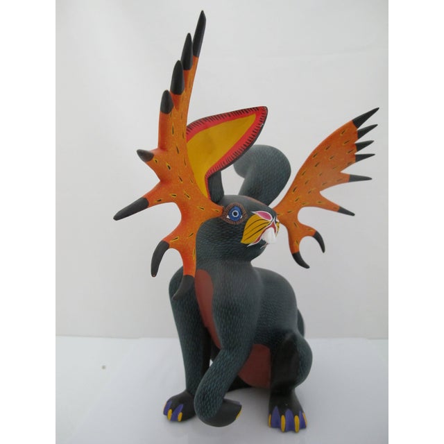 Alebrije Carved Wood Jackalope Rabbit Oaxaca Mexico Folk Art Figurine Sculpture For Sale - Image 13 of 17