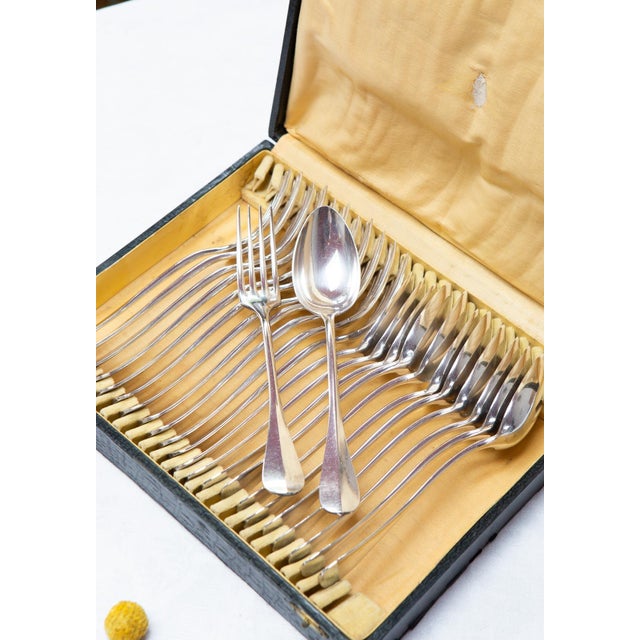 French Cutlery Set in Silver Plated Metal, 1940s, Set of 24 For Sale - Image 9 of 9