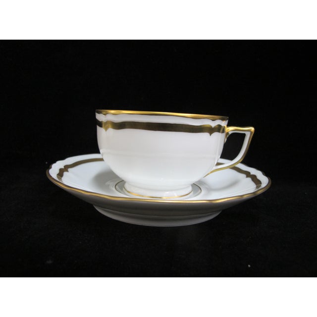 Mid 20th Century Limoges a Raynaud Marie Antoinette White Gilt Footed Cup & Saucer - Set of 4 For Sale In Portland, OR - Image 6 of 8