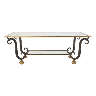Rectangular Crystal and Iron Coffee Table, 1980s For Sale