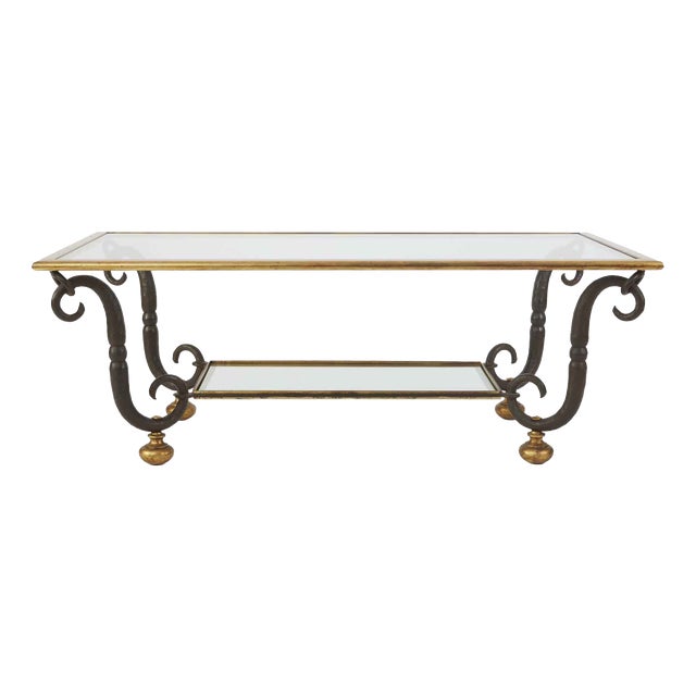Rectangular Crystal and Iron Coffee Table, 1980s For Sale