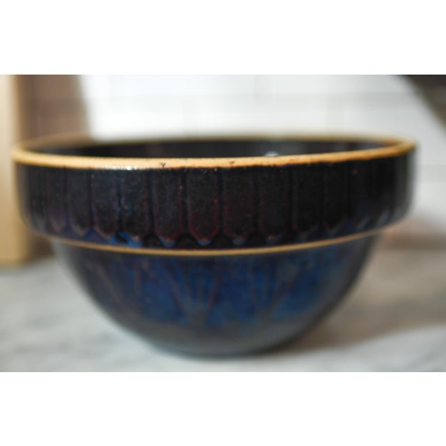 Ceramic Antique Brown Picket Fence Stoneware Mixing Bowl: Rustic Farmhouse Pottery, 10" Wide For Sale - Image 7 of 10