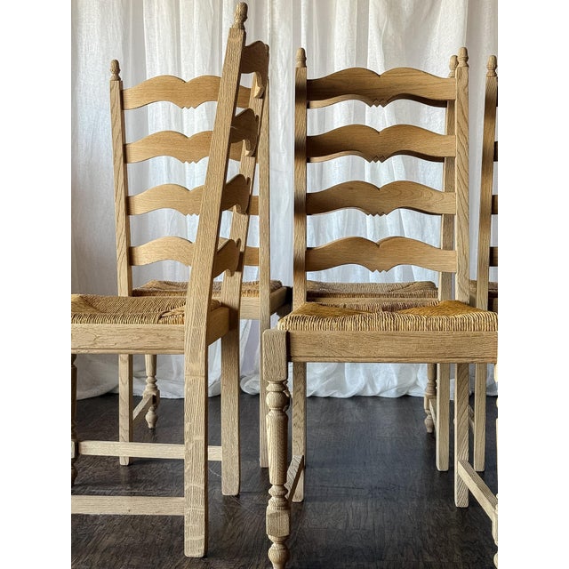Set of Six Bleached French Ladderback Chairs For Sale - Image 6 of 8