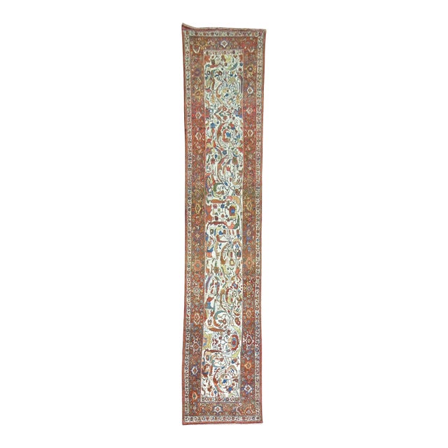 Zabihi Collection Ivory Persian Antique Runner - 2'11" x 15'1" For Sale
