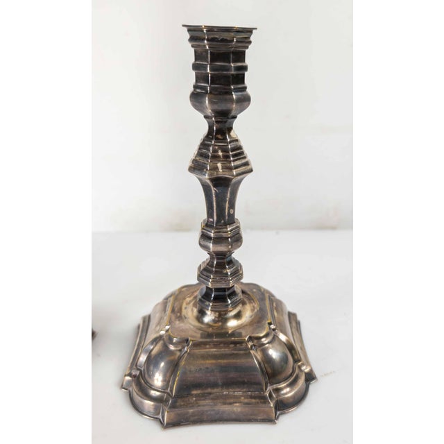 20th Century Pair of Danish Silverplate Candlesticks in Georgian Style by Hans Jensen For Sale - Image 9 of 17