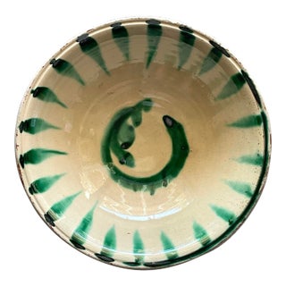 Vintage Boho Glazed Ceramic Bowl For Sale