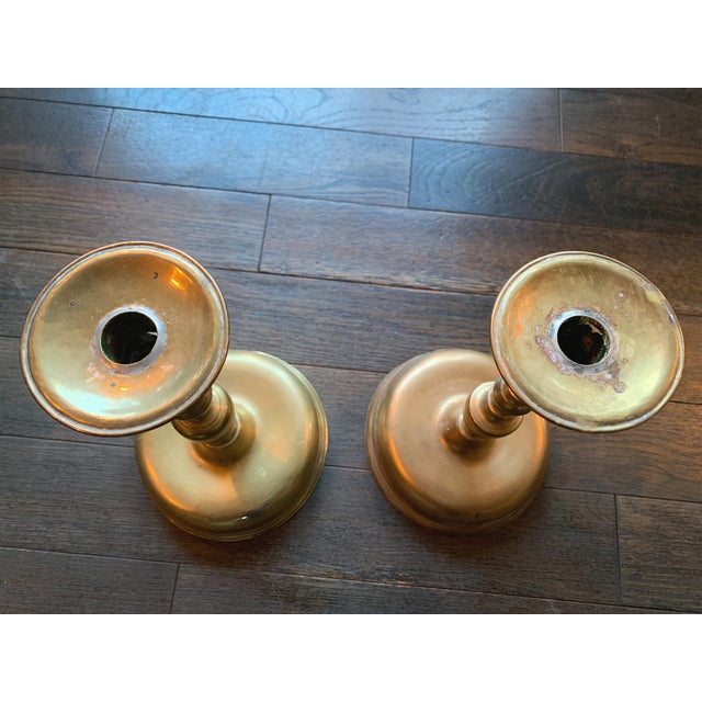 Brass 18th Century Dutch Brass Candlesticks - A Set of 2 For Sale - Image 8 of 11