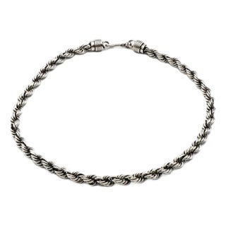 Vintage Heavy 975 Sterling Silver Twisted Rope Chain Necklace Size 18.5 Inches For Sale