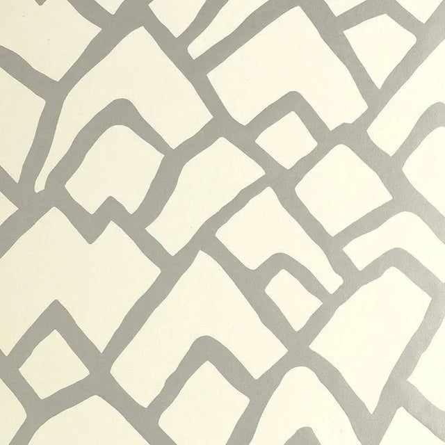 Contemporary Schumacher Zimba Geometric Stripe Wallpaper in Silver - 2-Roll Set (10 Yards) For Sale - Image 3 of 3