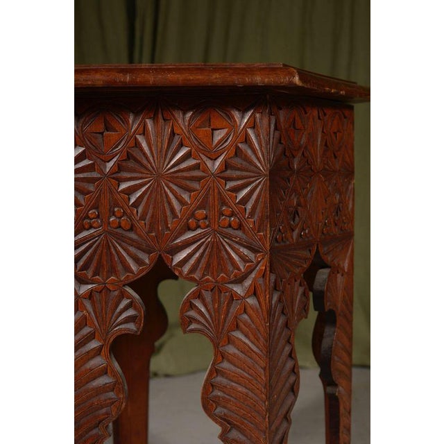 A rare Scottish chip carved octagonal pine table, almost certainly made in Castletown in the Scottish Highlands, very...