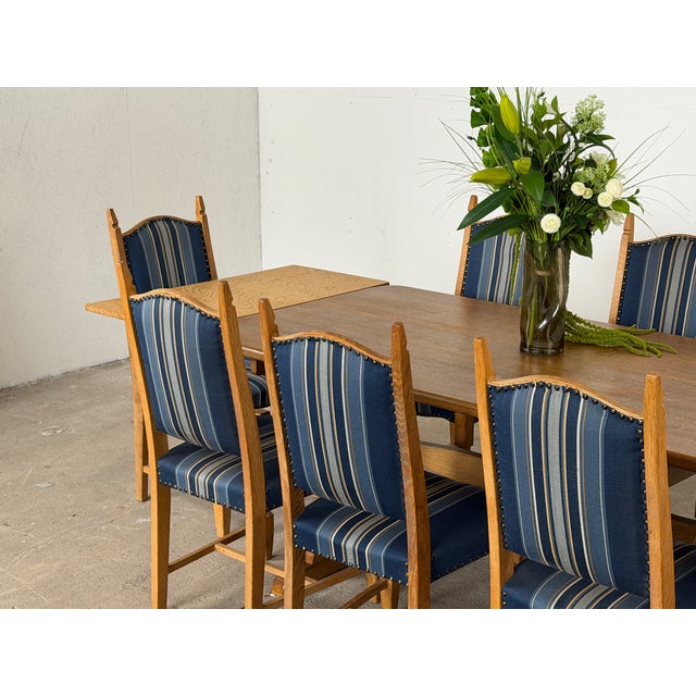 Brown Danish Oak Extension Trestle Dining Table in the manner of Henning Kjærnulf For Sale - Image 8 of 14