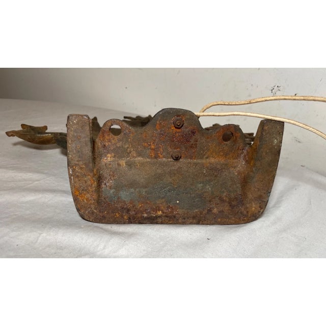 Brown Antique Cold Painted Cast Iron Ship Sail Boat Nautical Table Boudoir Lamp Light For Sale - Image 8 of 10