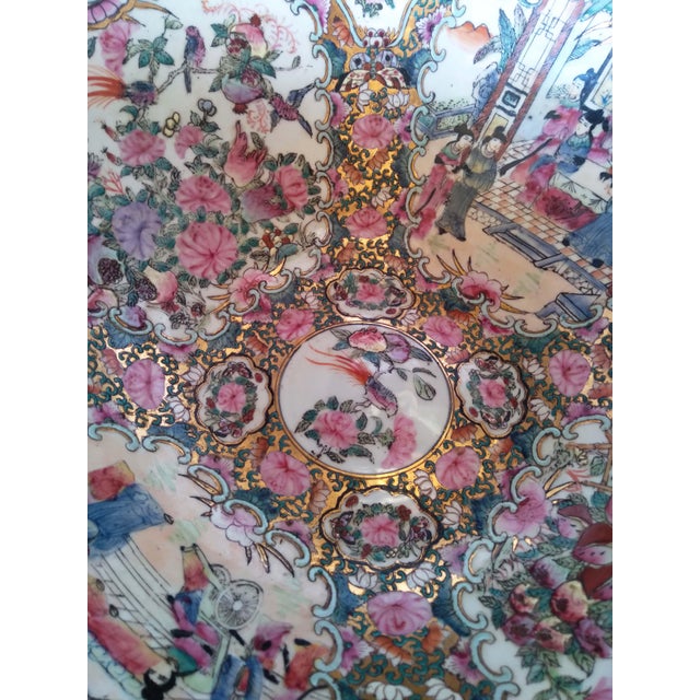 Early 20th Century Chinese Export Famille Rose Porcelain Mandarin Punch Bowl With Stand For Sale In New York - Image 6 of 9