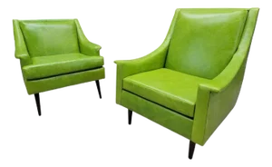 Mid Century Modern Kroehler Attributed Club Chairs Newly Reupholstered in Leather - Set of 2