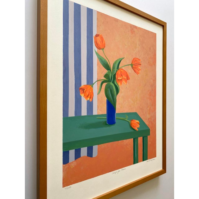 Carol Chapman Vintage 1994 Contemporary Limited Edition Framed Hand Signed Pop Art Silkscreen Print " Tulips for Nana " 1992 For Sale - Image 9 of 18