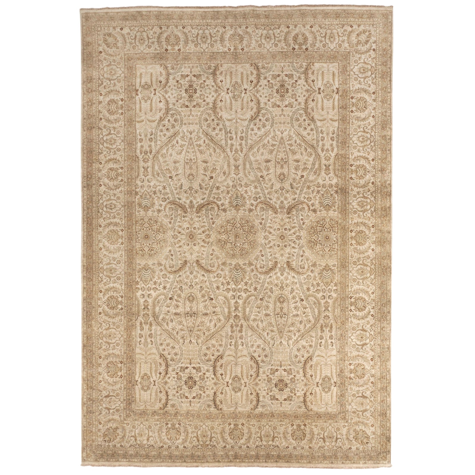 HandKnotted Neutral Floral Indian Rug 9'10"x 14'6" Chairish