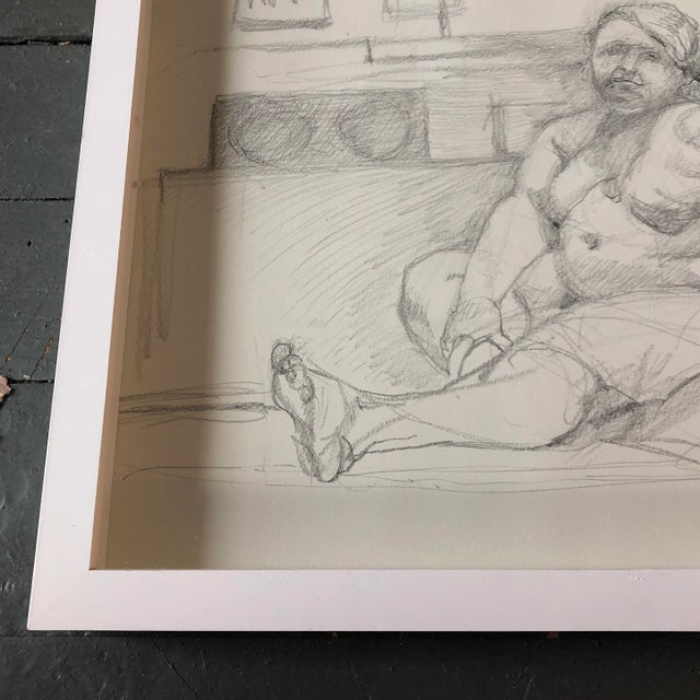 Contemporary Original Contemporary Charcoal Female Nude in Interior Drawing by Susan Kenneth For Sale - Image 3 of 6