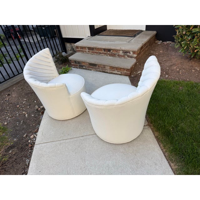 1980s 1980 White Shell Club Chairs - A Pair For Sale - Image 5 of 8