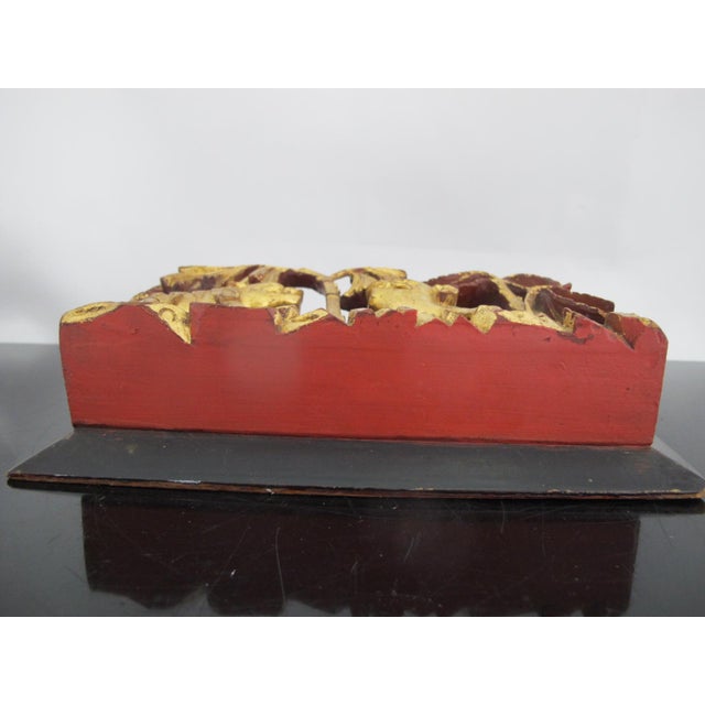 Digital Chinese Qing Gilt Carved Wood Foo Dogs in Grove of Trees 3d Wall Art Panel For Sale - Image 7 of 9