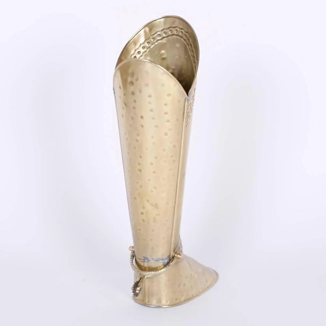 Mid-Century Modern Mid-Century Modern Hand-Hammered Brass Boot Umbrella Stand For Sale - Image 3 of 8