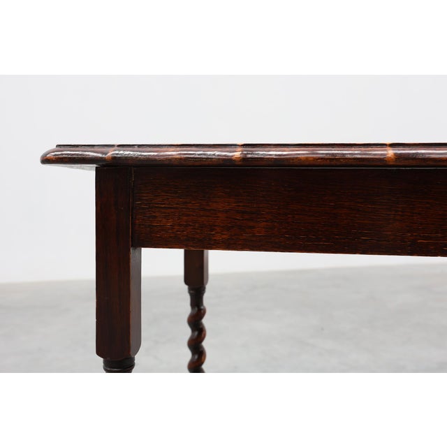 English Oak Barley Twist Side Table with Shaped Top, 1900s For Sale - Image 3 of 11