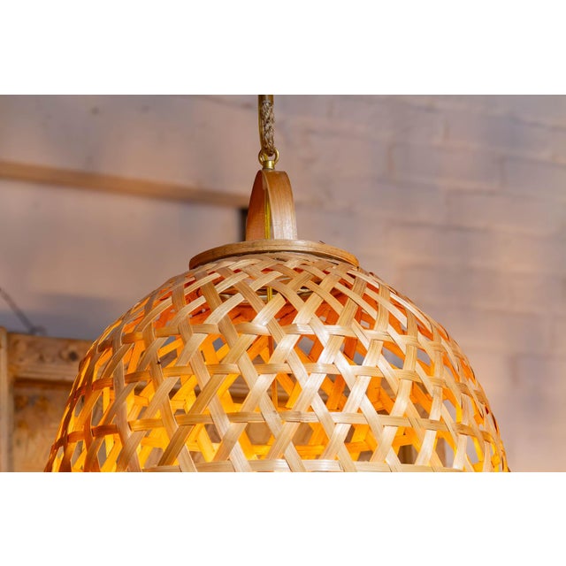 Large Lombok Handwoven Bamboo Bell Pendant For Sale - Image 9 of 10