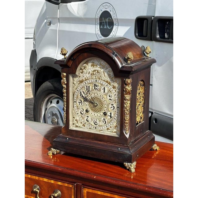 Antique Bracket Clock with Key For Sale - Image 3 of 13