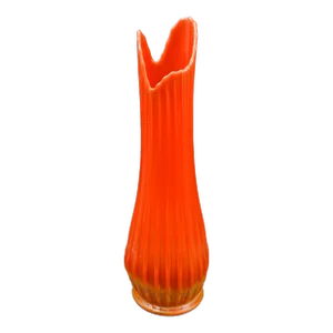 Le Smith Vintage Mid-Century Modern Bittersweet Ribbed Swung Stretch Art Glass Vase